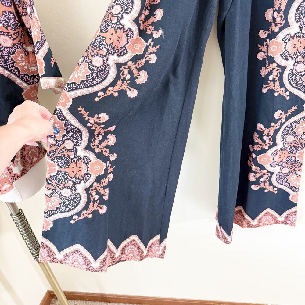 Cleobella Black/Tan Short Sleeve Top & Wide Leg Pants Coordinating Set XS/Small - Picture 8 of 12
